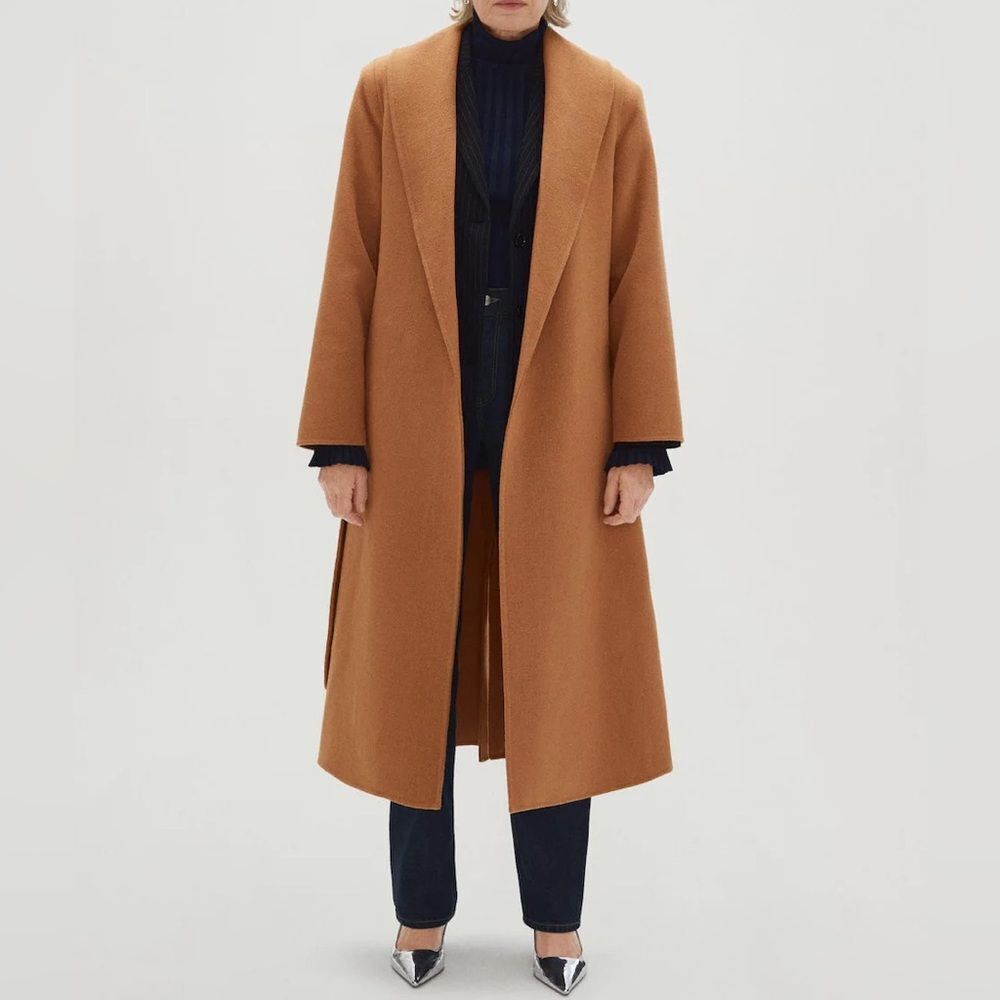 Iconic Mango 76% Wool Handmade Belted Coat Old Money - Picture 10 of 13